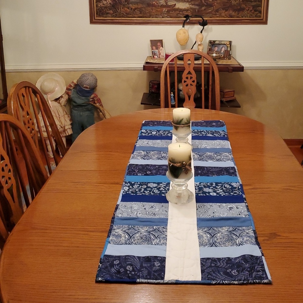 Blue Table Runner (Pieced )